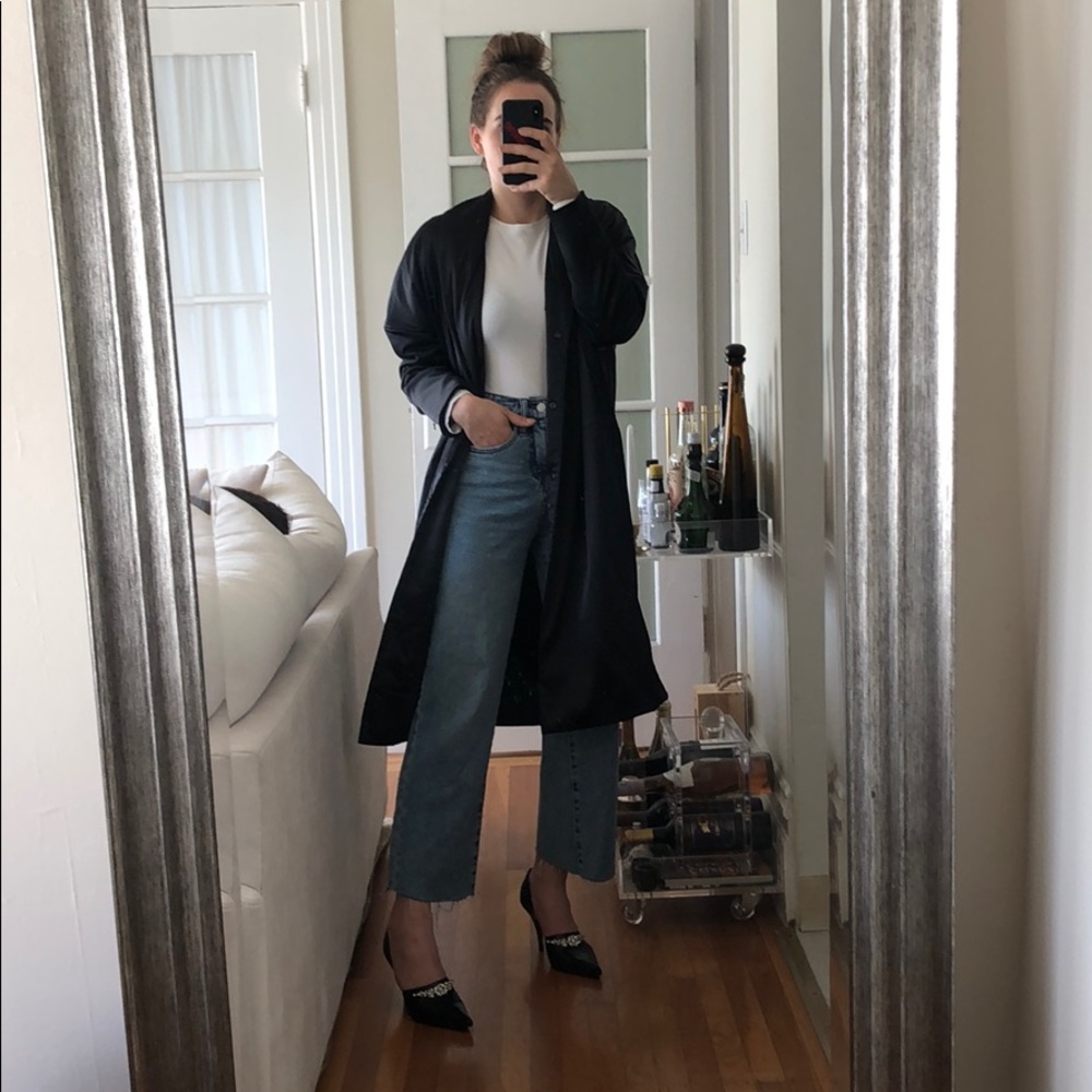 10 Crosby Derek Lam shiny black down trenchcoat